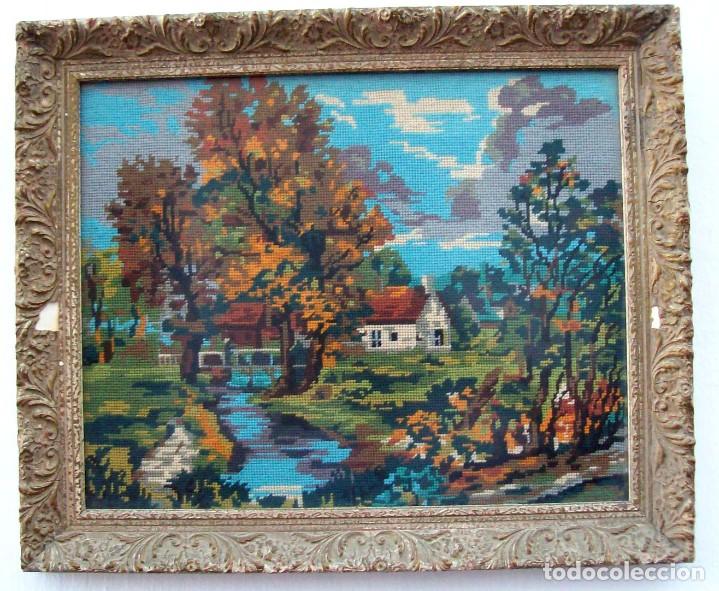 Antig&uuml;edades: PETIT POINT: REALISADO EN INGLTERRA FINALES DE SIGLO XIX MED 47 X 38 CM
