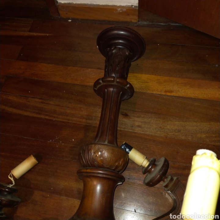 Antig&uuml;edades: Lampara de techo de Caoba de 5 brazos - Foto 5