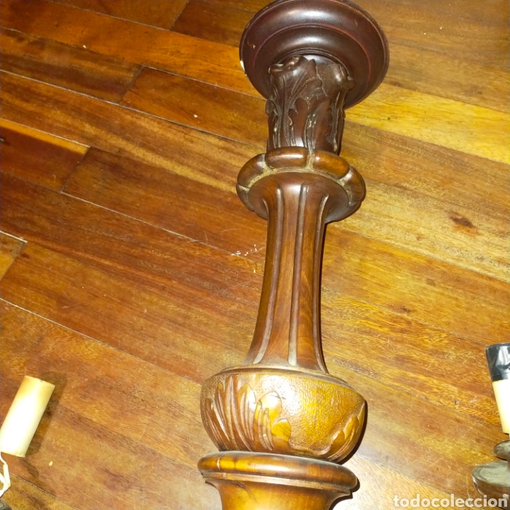 Antig&uuml;edades: Lampara de techo de Caoba de 5 brazos - Foto 13