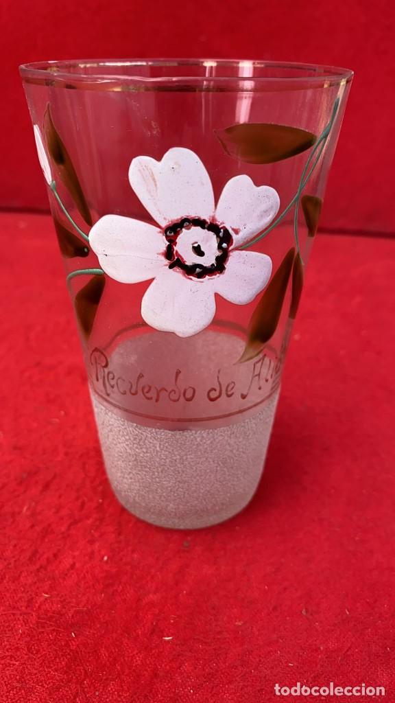 Antiquit&eacute;s: VASO ANTIGUO RECUERDO DE ALICANTE CON GRABACION AL FUEGO Y BASE RUGOSA DE 12 CMS. ALTO X 7 DIAMETRO