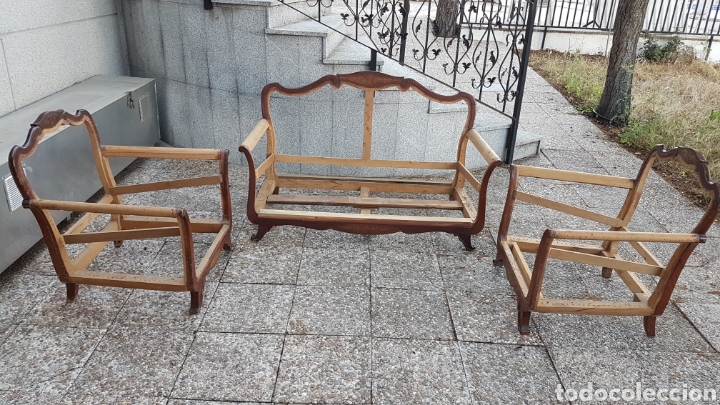 Antig&uuml;edades: CONJUNTO 3 PIEZAS SOFA 2 PLAZAS Y 2 SILLONES - Foto 2