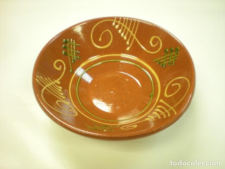 Antiguidades: fuente vidriado decorado h 7cm d21cm