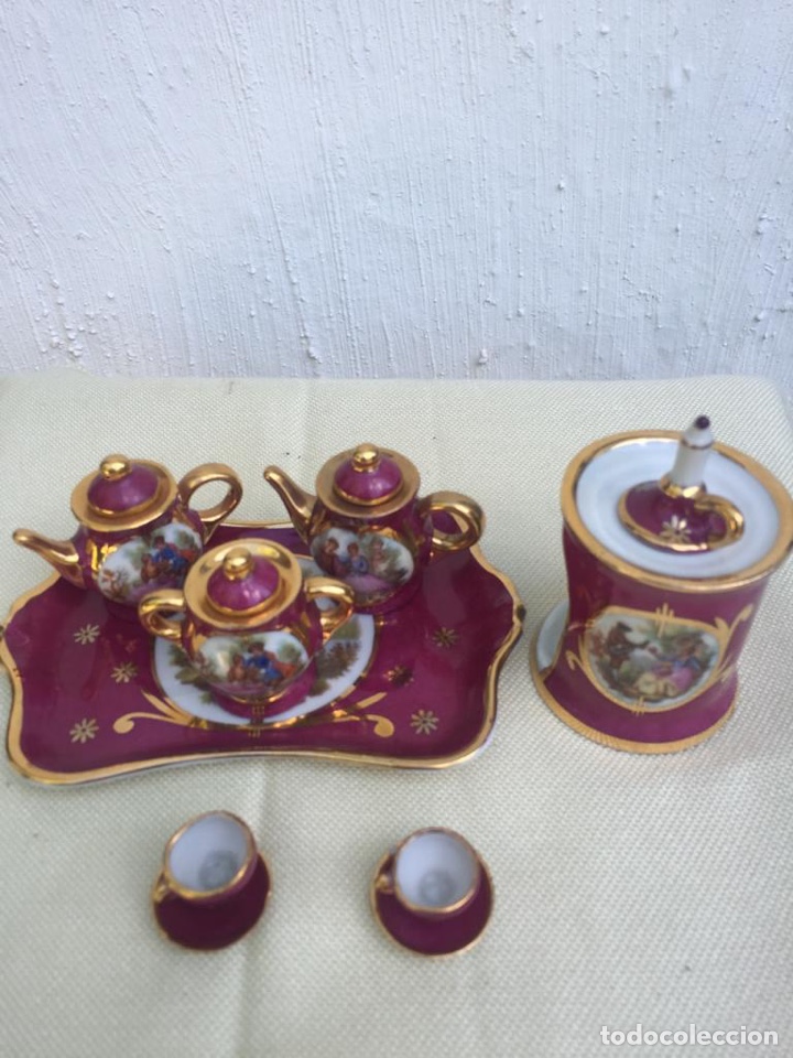 Antig&uuml;edades: JUEGO CAF&Eacute; MINIATURA LIMOGES - Foto 2