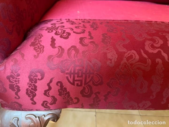 Antigüedades: Sofá de estilo inglés seda china y caoba PATAS DE GARRA TALLADA FINAMENTE estilo jorge III s XIX - Foto 18 - 272055328