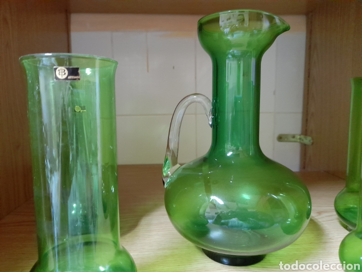Antig&uuml;edades: Juego de cristal verde - Foto 3
