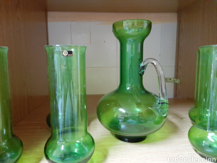 Antig&uuml;edades: Juego de cristal verde - Foto 4