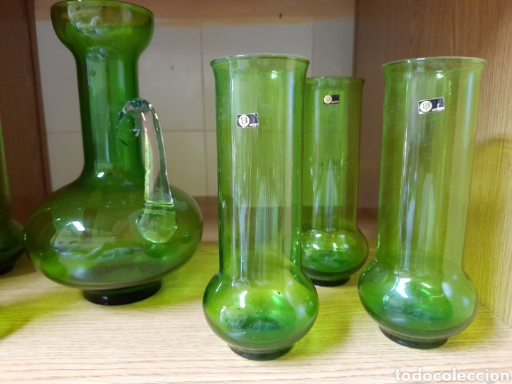 Antig&uuml;edades: Juego de cristal verde - Foto 5
