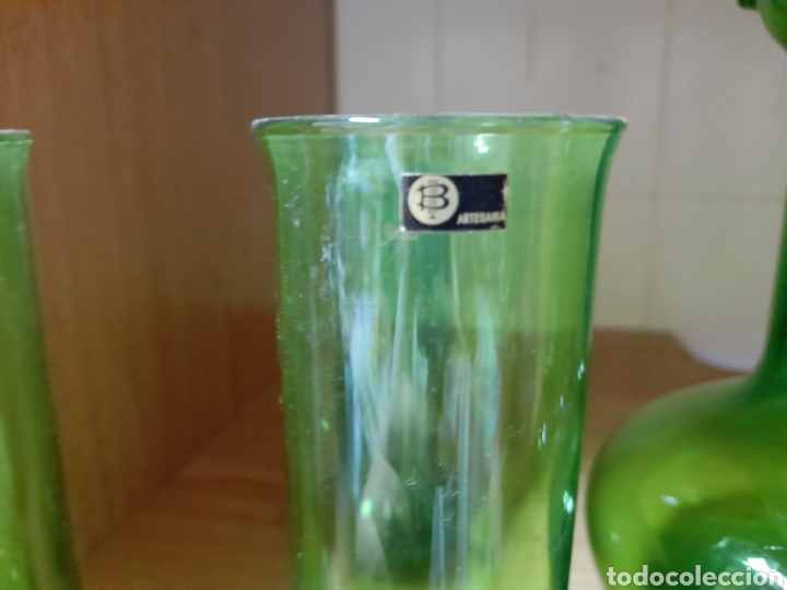 Antig&uuml;edades: Juego de cristal verde - Foto 6