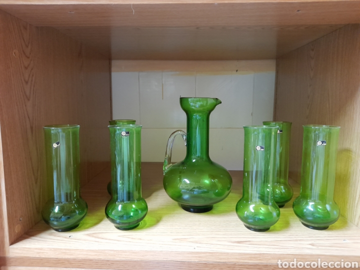 Antig&uuml;edades: Juego de cristal verde - Foto 1