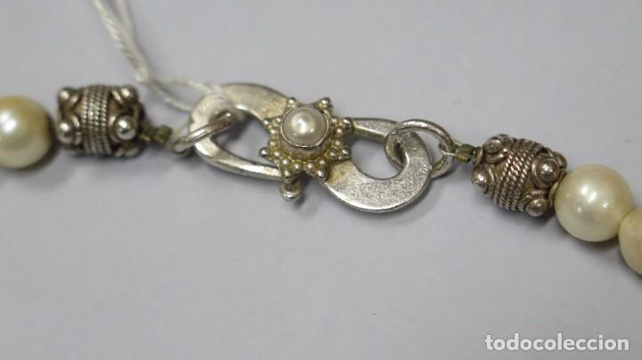 Antig&uuml;edades: COLLAR DE CUENTAS DE PLATA Y SIMIL PERLAS - Foto 3