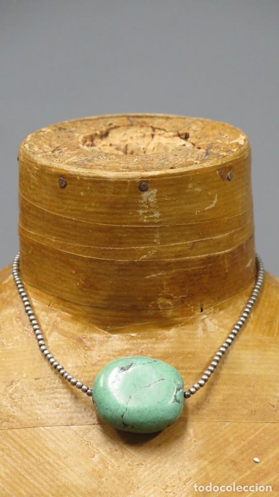 Antig&uuml;edades: COLLAR PIEDRA VERDE Y PLATA - Foto 1