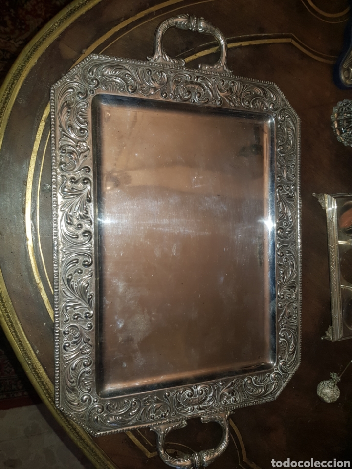 Antig&uuml;edades: Bandeja rectangular francesa labrada XIX - Foto 1