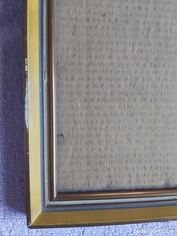 Antig&uuml;edades: Marco antiguo de madera en amarillo y gris. - Foto 3