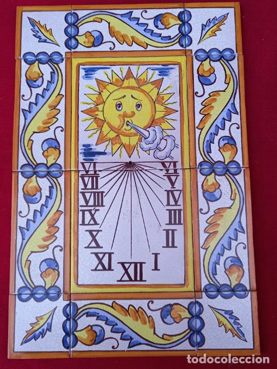 Antig&uuml;edades: RELOJ DE SOL EN AZULEJOS PINTADO Y VIDRIADOS DE MANISES ( VALENCIA ) 1 - Foto 3