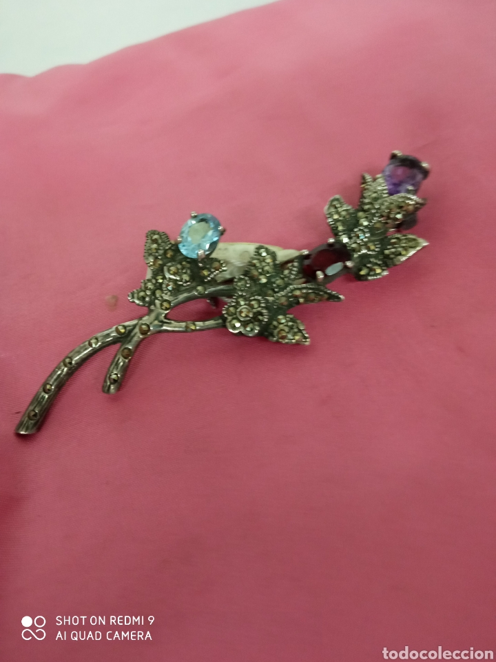 Antig&uuml;edades: Broche plata flores + - Foto 2