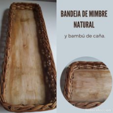 Antigüedades: BANDEJA DE MIMBRE NATURAL TEJIDO Y FONDO DE BAMBÚ DE CAÑA. Lote 273948013
