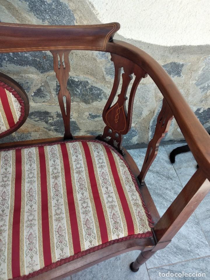 Antigüedades: Antiguo sofá Eduardiano de caoba con incrustaciones, sirca 1900 - Foto 5 - 274189298