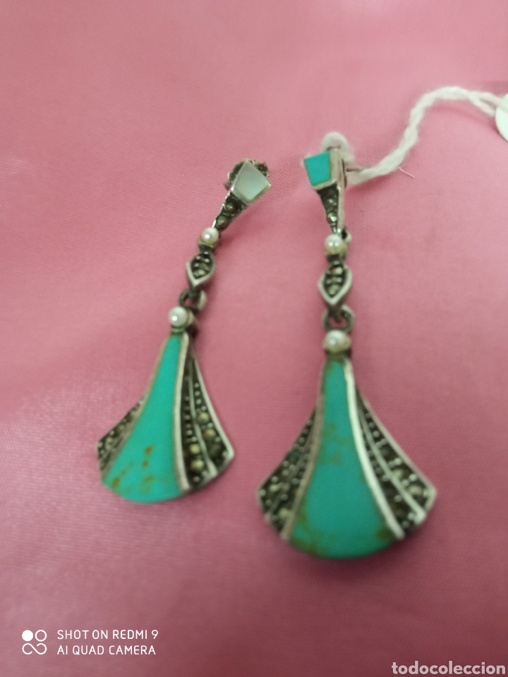 Antig&uuml;edades: Pendientes plata turquesa + - Foto 2