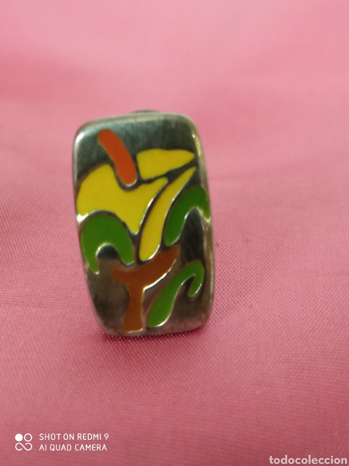 Antig&uuml;edades: pendiente plata y esmalte + - Foto 2
