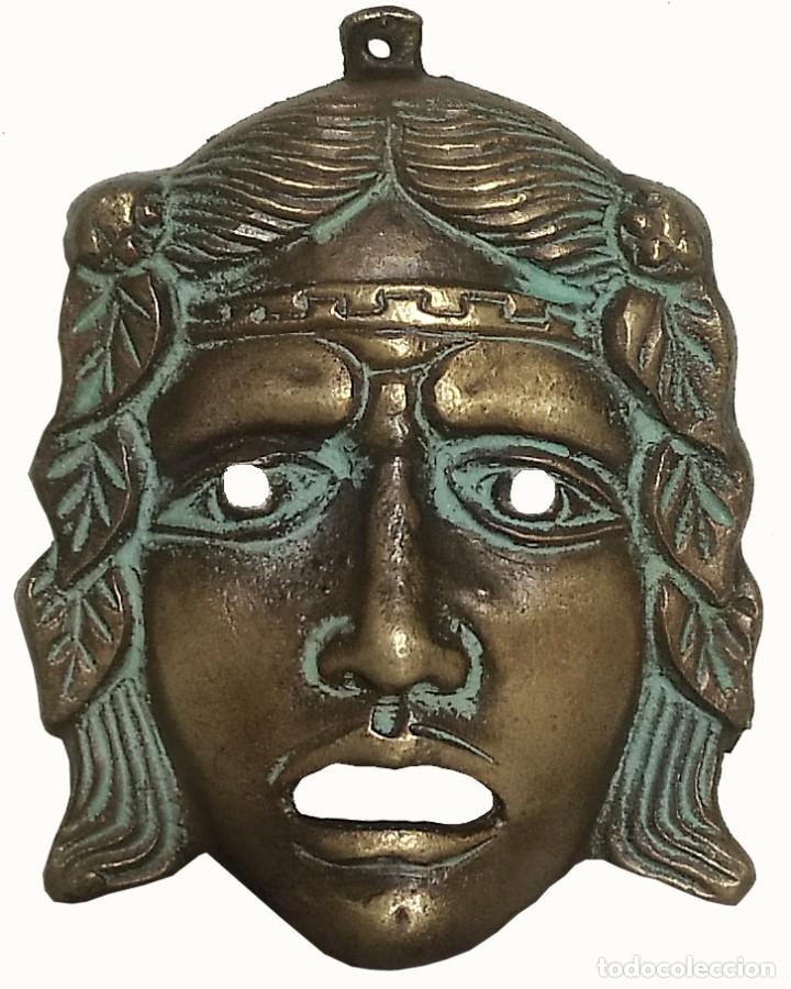 Antig&uuml;edades: Mascara del teatro Griego en bronce