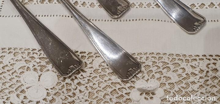 Antig&uuml;edades: 5 tenedores postre ba&ntilde;o de plata. - Foto 6