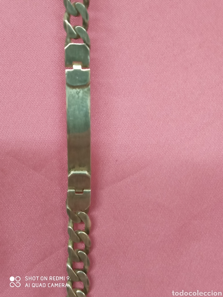 Antig&uuml;edades: Pulsera plata con chapa + - Foto 2