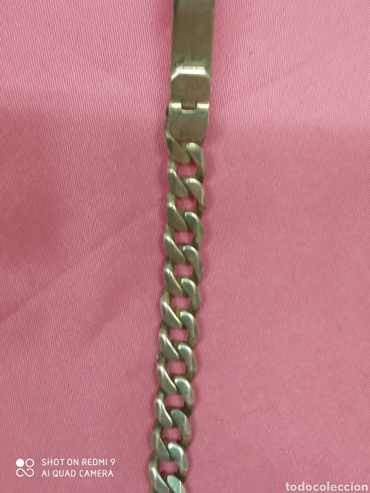 Antig&uuml;edades: Pulsera plata con chapa + - Foto 3