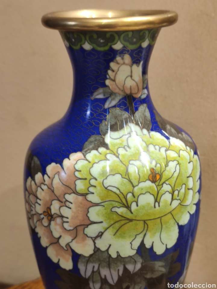 Antig&uuml;edades: Jarr&oacute;n chino cloisonne 21 cm - Foto 2