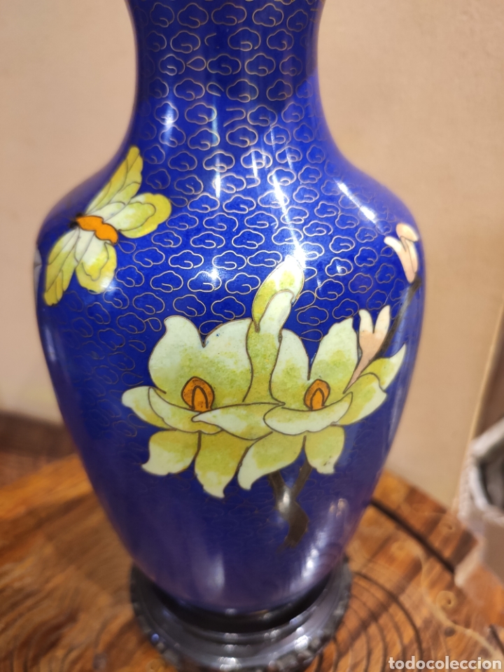 Antig&uuml;edades: Jarr&oacute;n chino cloisonne 21 cm - Foto 4