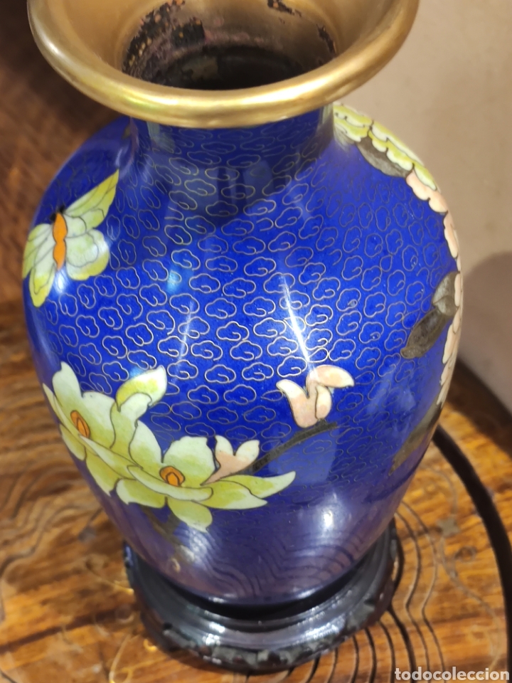 Antig&uuml;edades: Jarr&oacute;n chino cloisonne 21 cm - Foto 5
