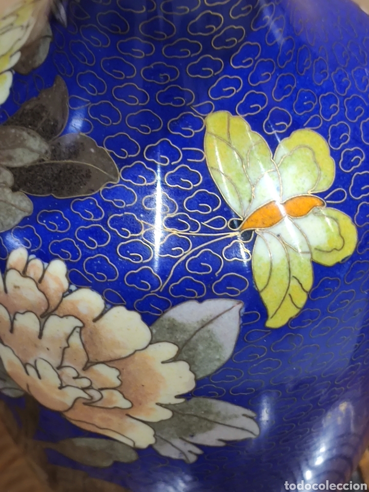 Antig&uuml;edades: Jarr&oacute;n chino cloisonne 21 cm - Foto 6