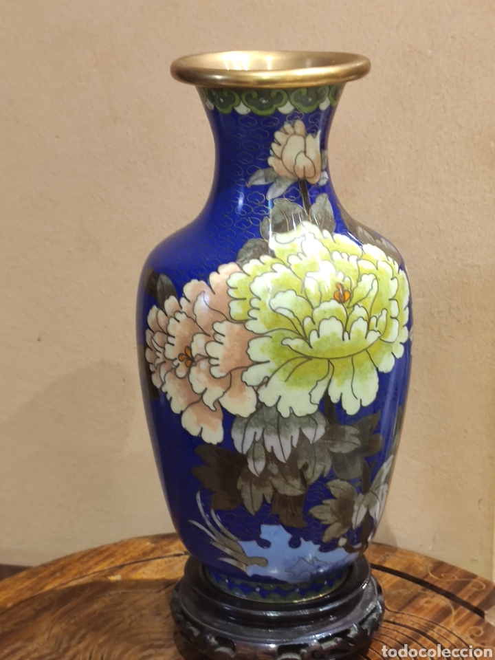Antig&uuml;edades: Jarr&oacute;n chino cloisonne 21 cm - Foto 1