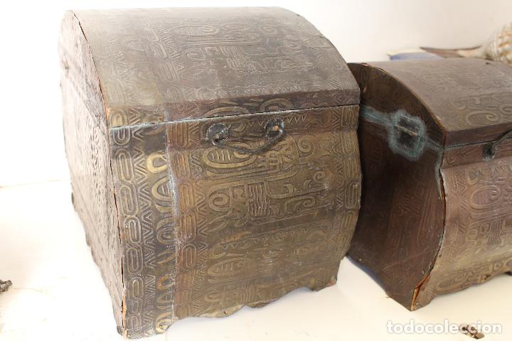 Antig&uuml;edades: set de dos cajas arabes cofres de lat&oacute;n - Foto 2