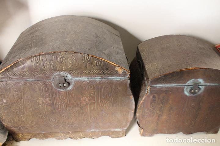 Antig&uuml;edades: set de dos cajas arabes cofres de lat&oacute;n - Foto 5