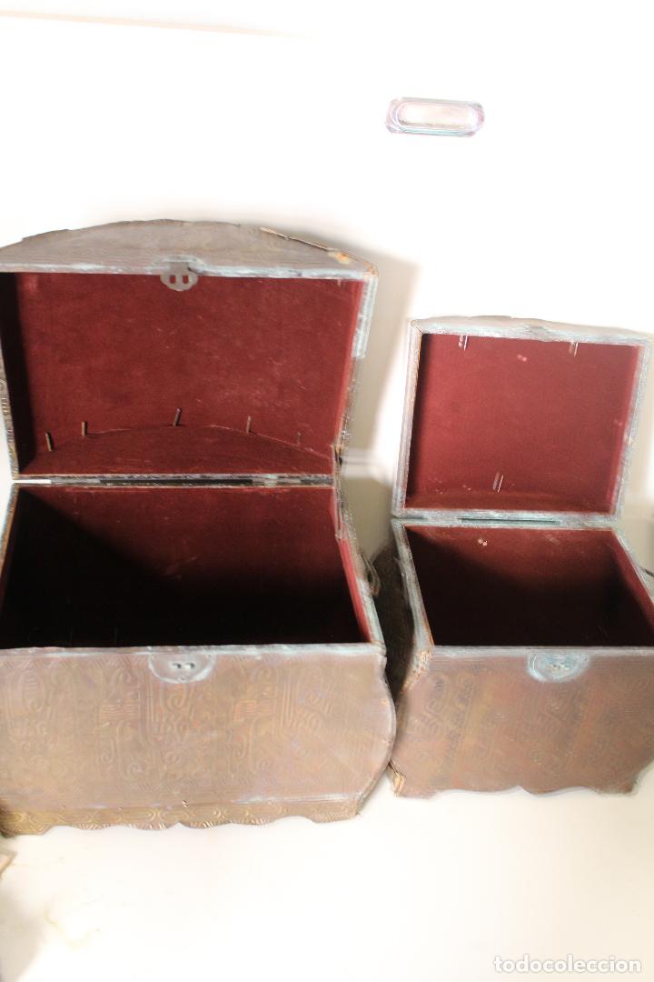 Antig&uuml;edades: set de dos cajas arabes cofres de lat&oacute;n - Foto 6