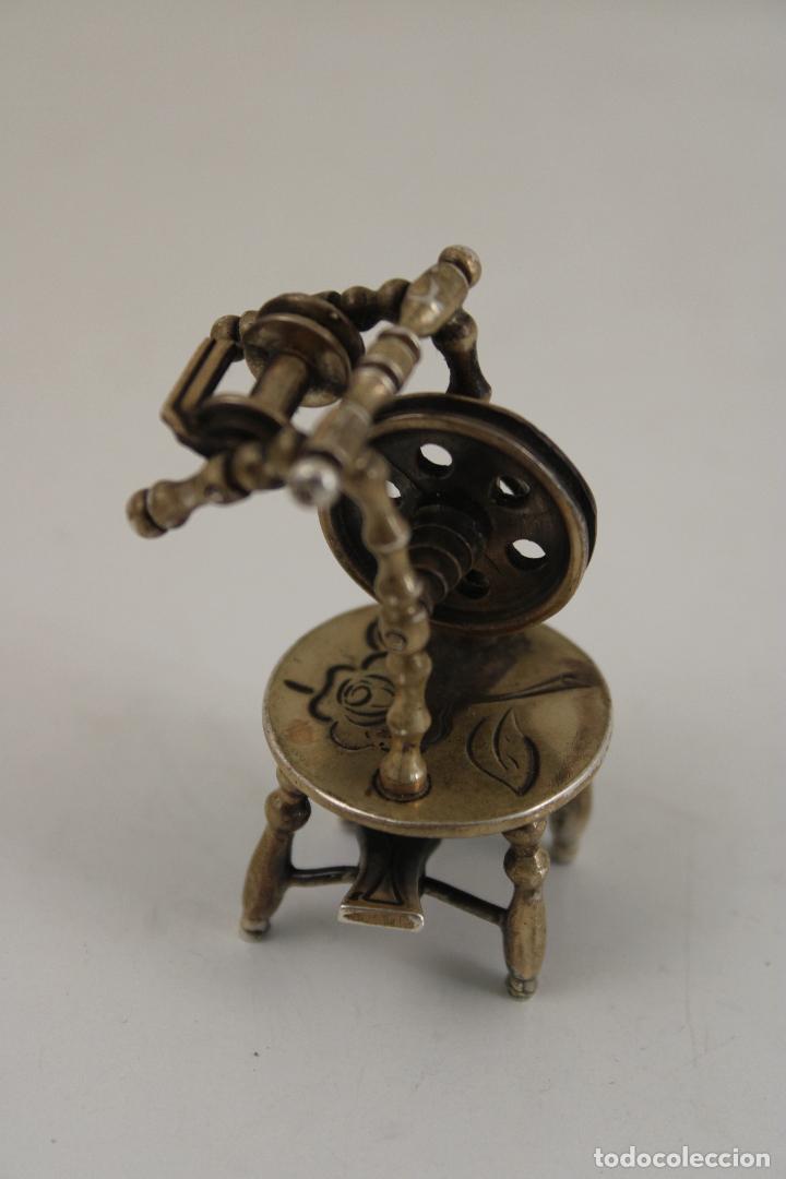 Antig&uuml;edades: rueca miniatura de plata 925 - Foto 6