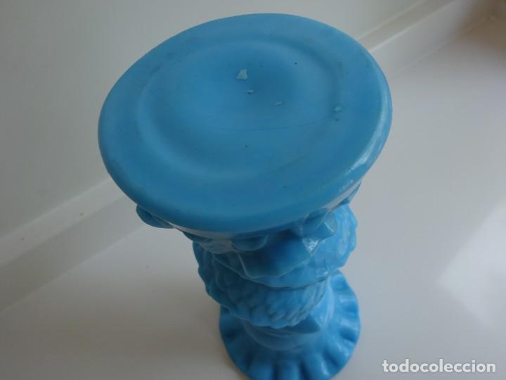 Antig&uuml;edades: ANTIGUO JARR&Oacute;N FLORERO DE OPALINA AZUL CON PEZ TRIT&Oacute;N - Foto 7