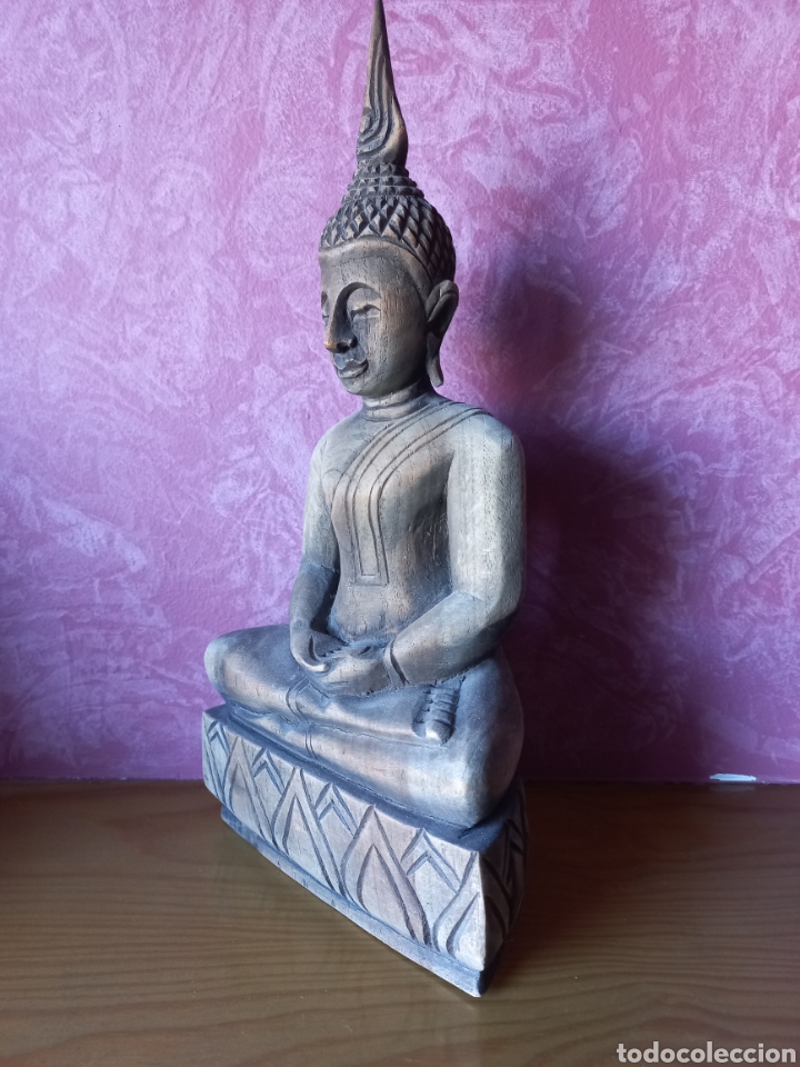 Antig&uuml;edades: Buda de madera, 32 cm - Foto 2