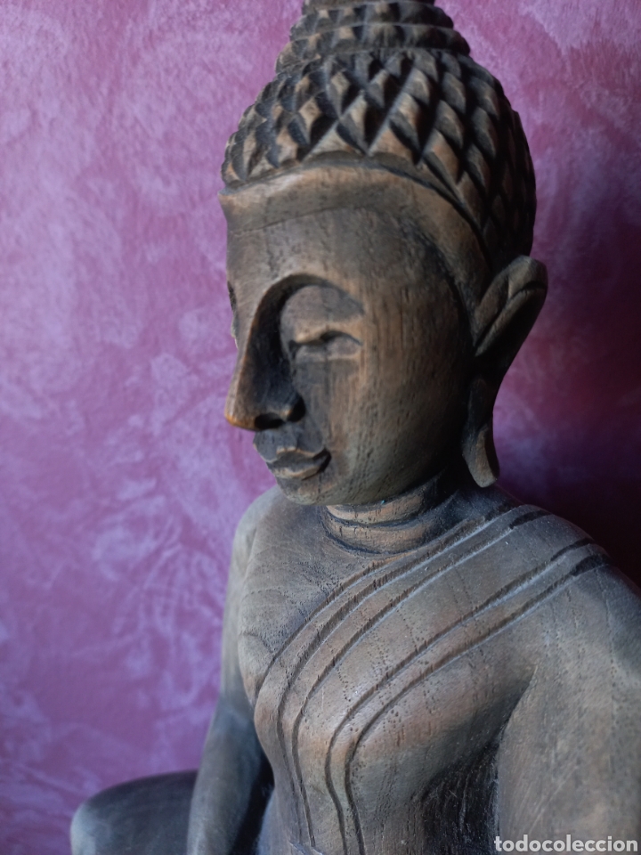 Antig&uuml;edades: Buda de madera, 32 cm - Foto 3