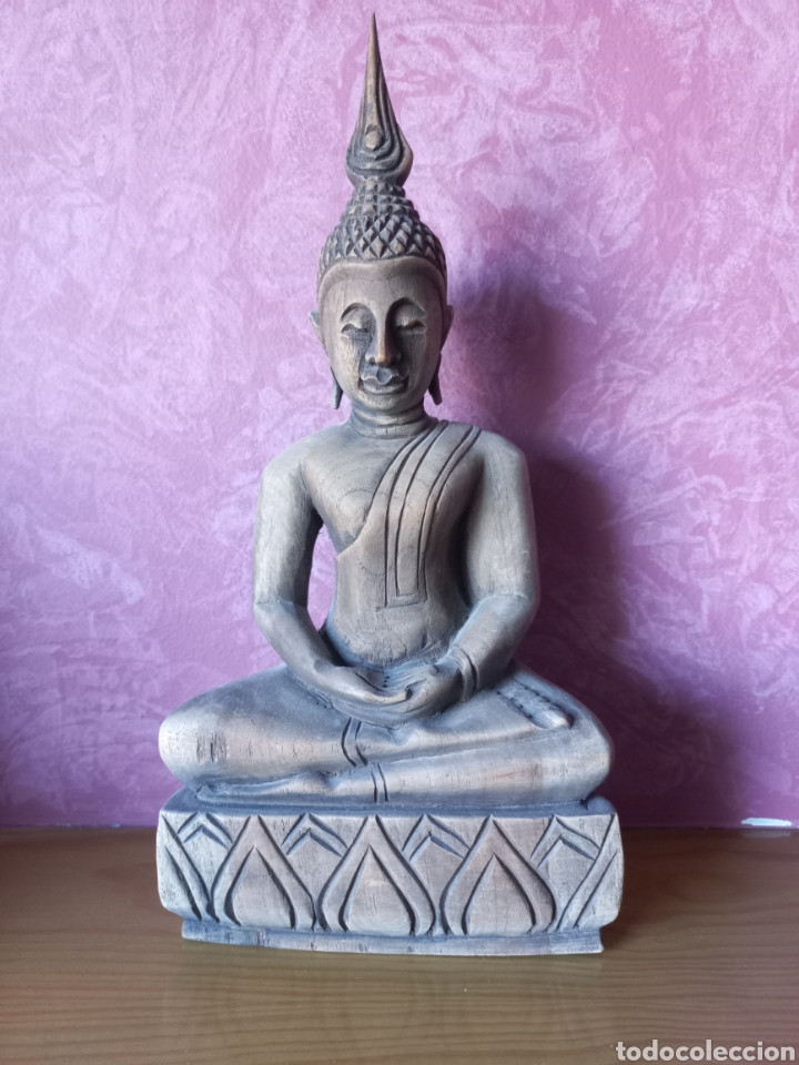 Antig&uuml;edades: Buda de madera, 32 cm - Foto 1