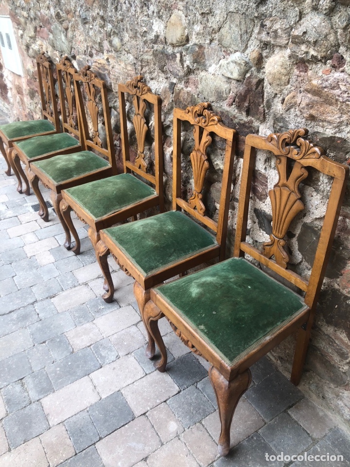 Antig&uuml;edades: 6 SILLAS TALLADAS PARA RESTAURAR - Foto 7