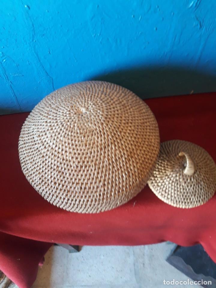 Antig&uuml;edades: Cesta de rafia antigua. - Foto 4