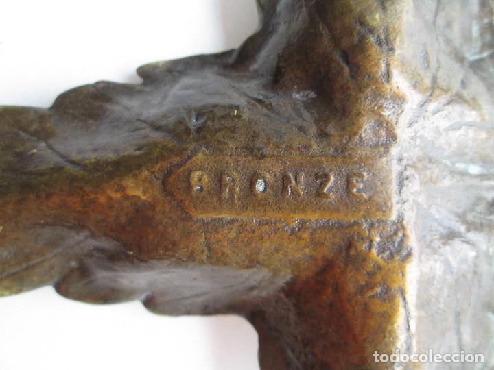 Antig&uuml;edades: TARJETERO EN BRONCE MACIZO CON FORMA DE HOJA - Foto 3