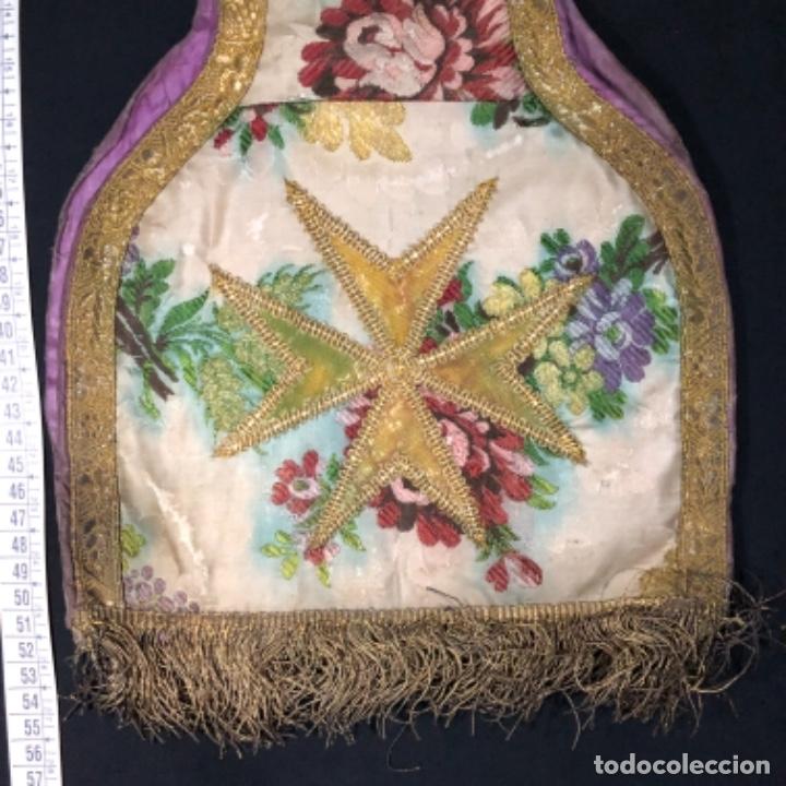Antig&uuml;edades: Manipulo de brocado con galon de oro y fleco - Foto 5