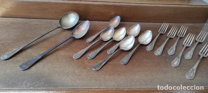 Antig&uuml;edades: CUBIERTOS CON BA&Ntilde;O DE PLATA ANTIGUOS - Foto 1