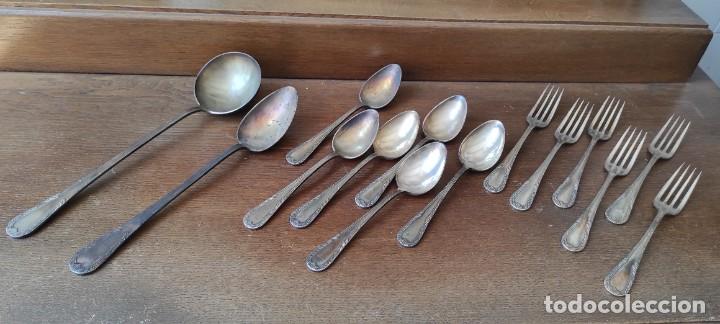 Antig&uuml;edades: CUBIERTOS CON BA&Ntilde;O DE PLATA ANTIGUOS - Foto 2