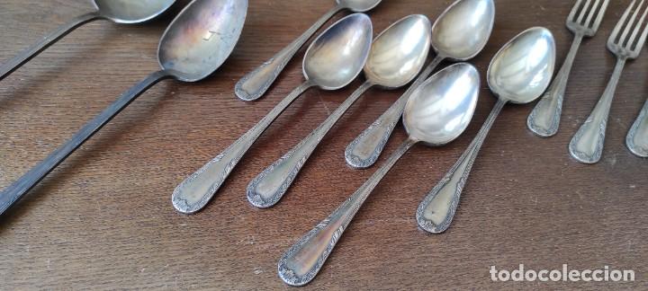 Antig&uuml;edades: CUBIERTOS CON BA&Ntilde;O DE PLATA ANTIGUOS - Foto 3