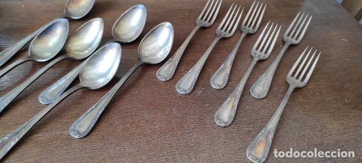 Antig&uuml;edades: CUBIERTOS CON BA&Ntilde;O DE PLATA ANTIGUOS - Foto 4