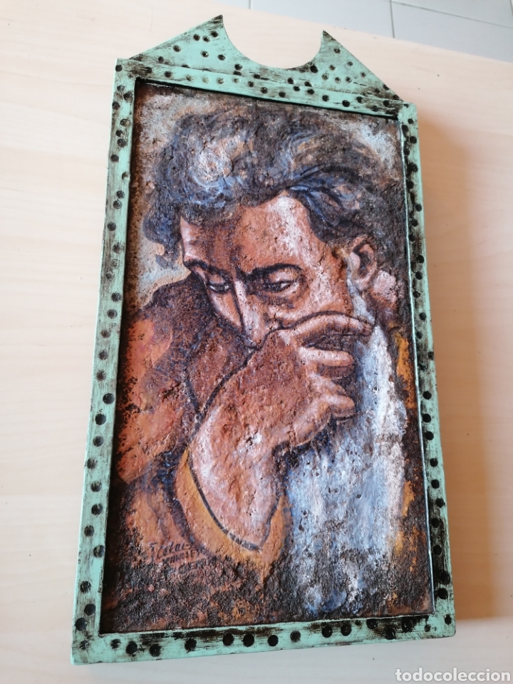 Antig&uuml;edades: Cer&aacute;mica enmarcada en metal. - Foto 4