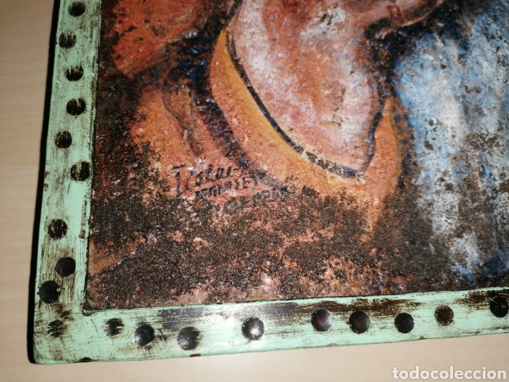 Antig&uuml;edades: Cer&aacute;mica enmarcada en metal. - Foto 8